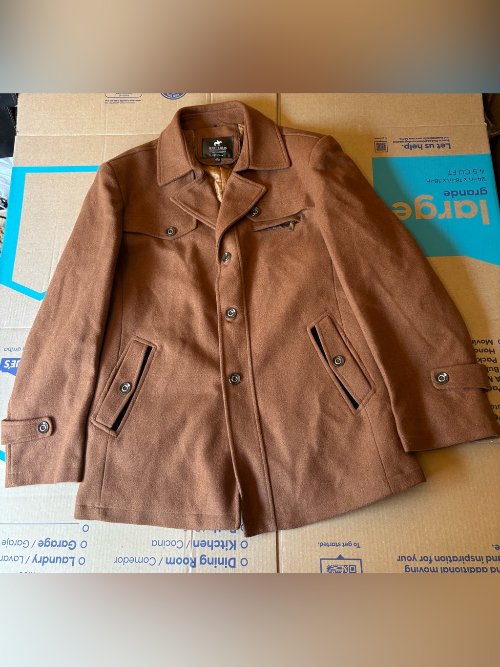 West Louis Men's Winter Woolen Business Coat Size Al170/92a (S)